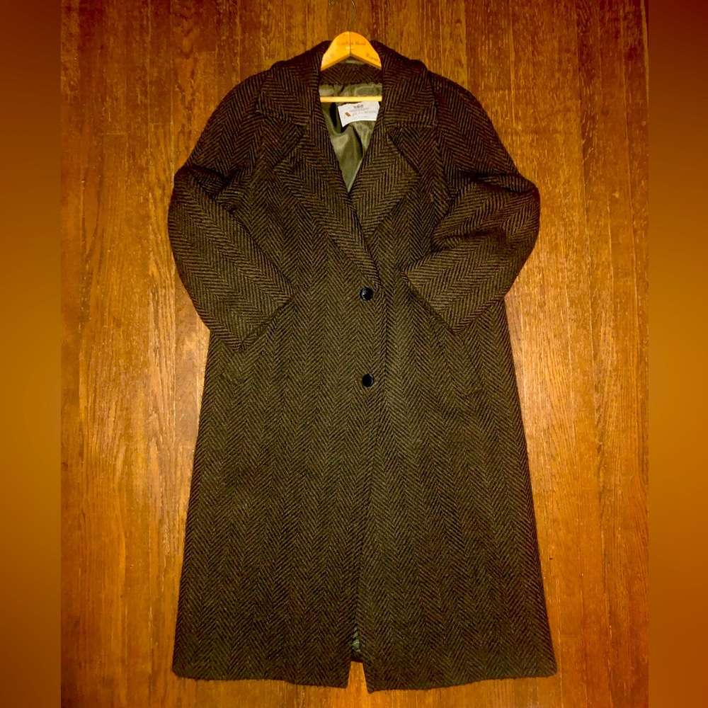 Vintage Aquascutum 100%?pure virgin wool long coat sz Large euc